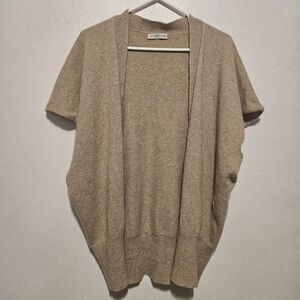 Cashmereness Tan 100% Cashemere Women's Open Cardigan Sweater Sz M/L Free Style